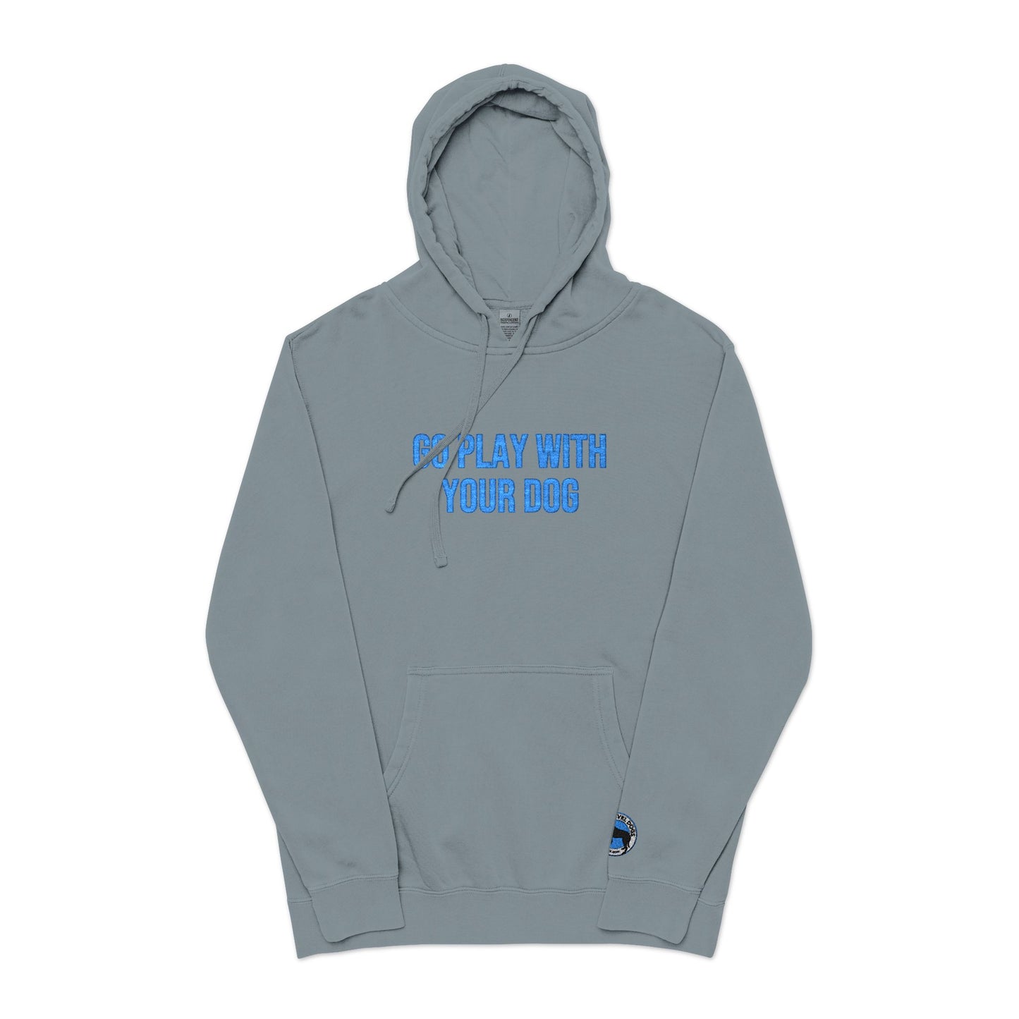 Go Play With Your Dog - Next Level Dogs Logo Pigment-Dyed Embroidered Hoodie