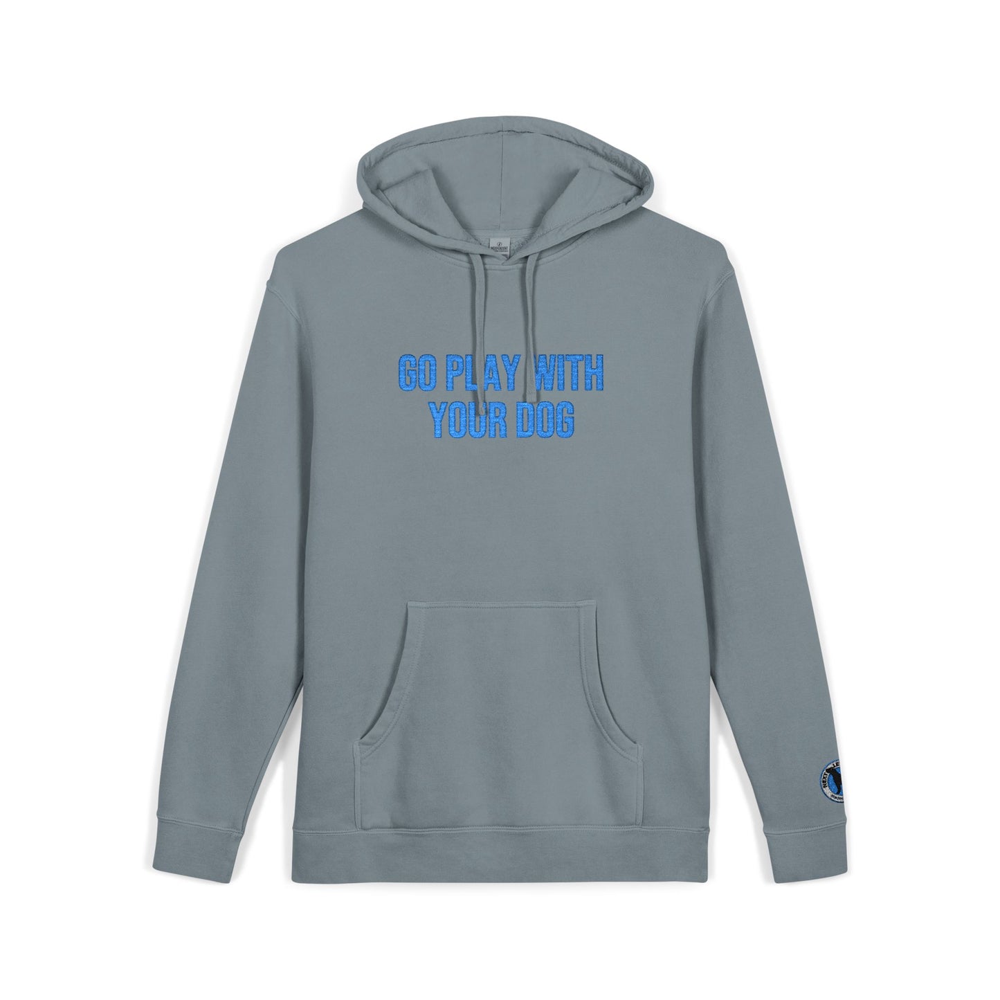 Go Play With Your Dog - Next Level Dogs Logo Pigment-Dyed Embroidered Hoodie
