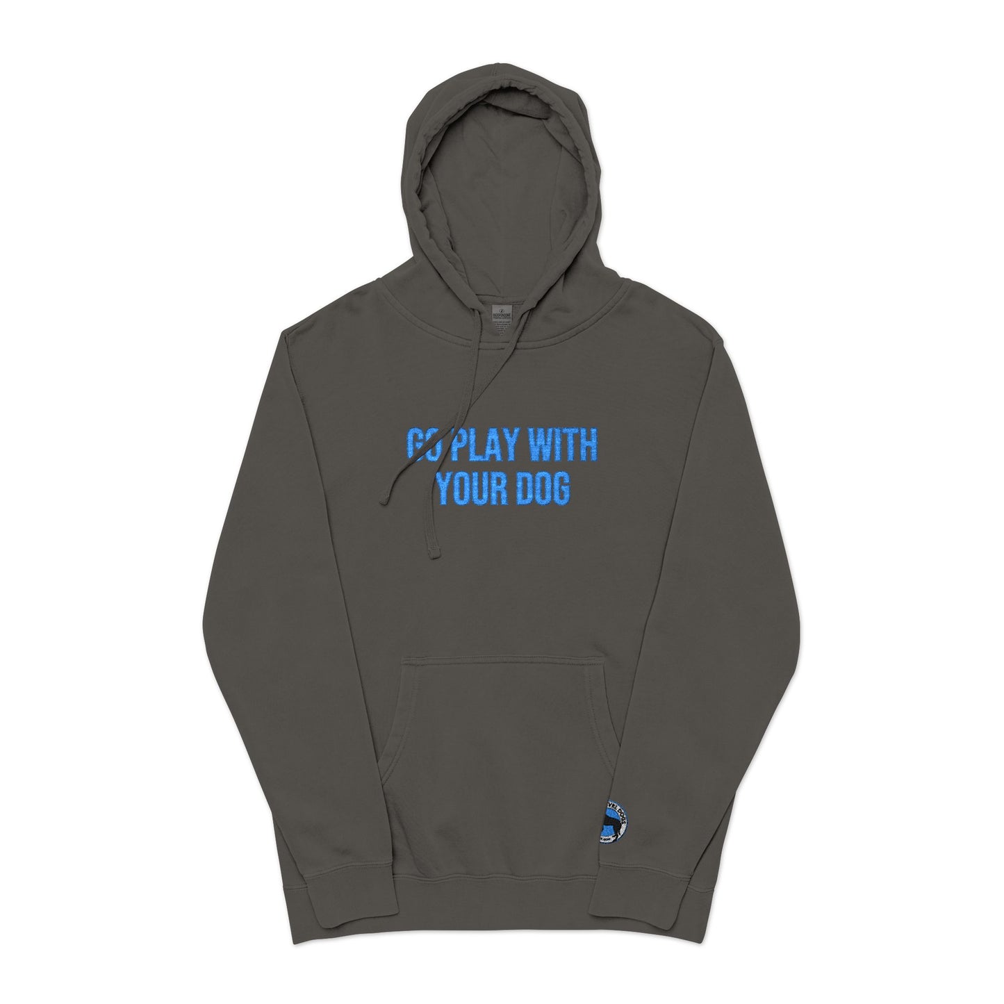 Go Play With Your Dog - Next Level Dogs Logo Pigment-Dyed Embroidered Hoodie