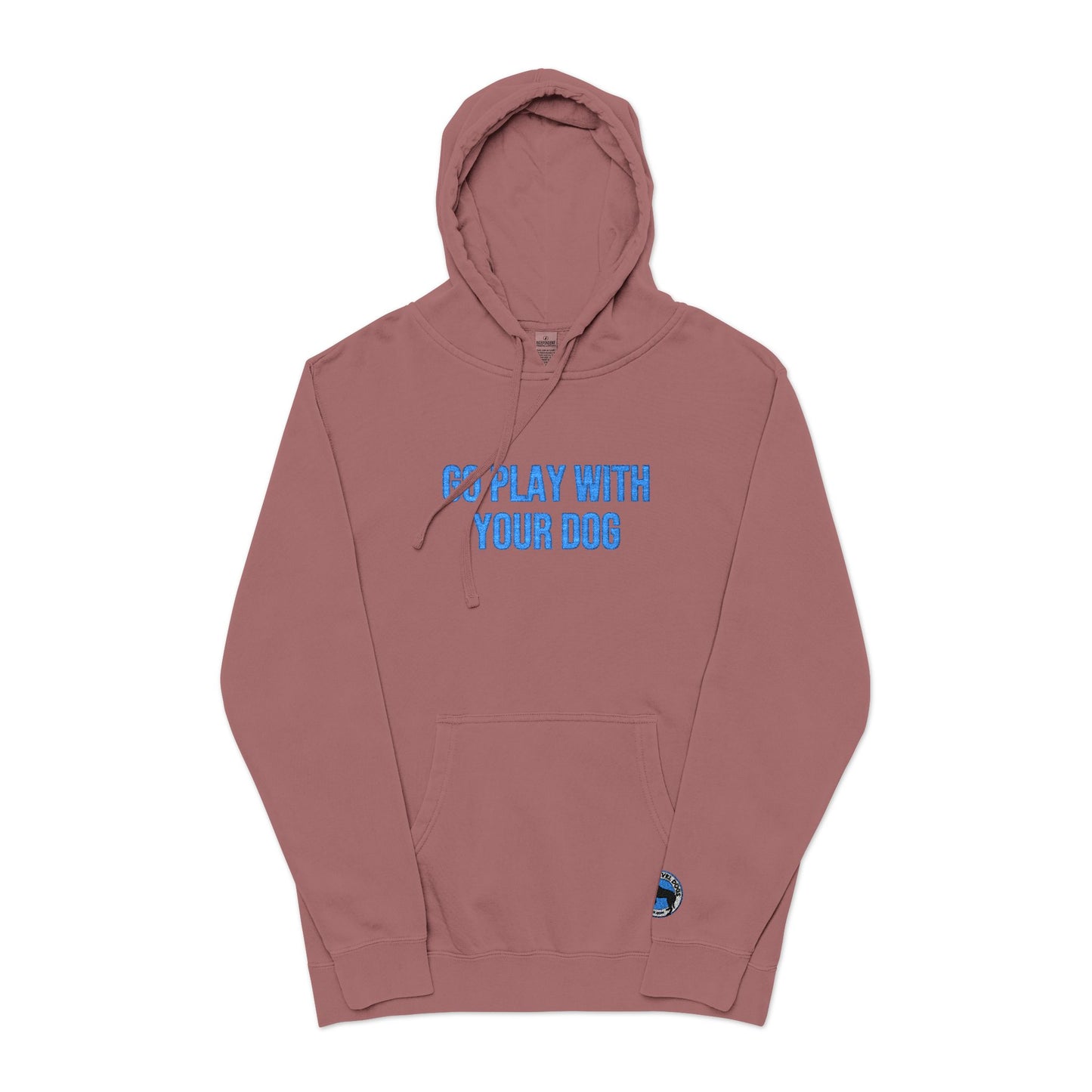 Go Play With Your Dog - Next Level Dogs Logo Pigment-Dyed Embroidered Hoodie