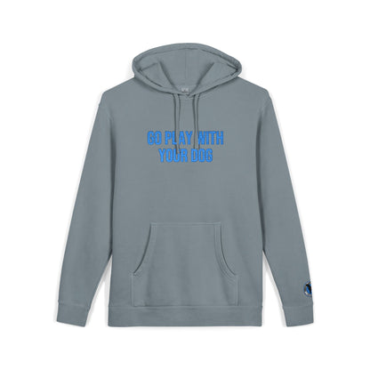 Go Play With Your Dog - Next Level Dogs Logo Pigment-Dyed Embroidered Hoodie