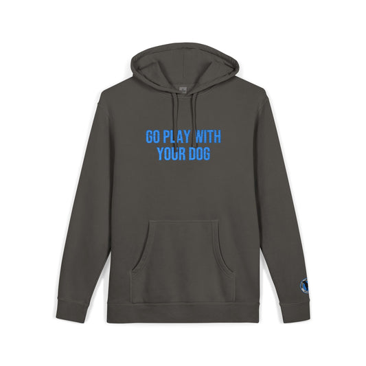 Go Play With Your Dog - Next Level Dogs Logo Pigment-Dyed Embroidered Hoodie