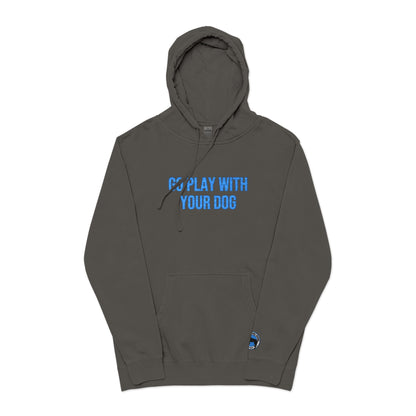 Go Play With Your Dog - Next Level Dogs Logo Pigment-Dyed Embroidered Hoodie