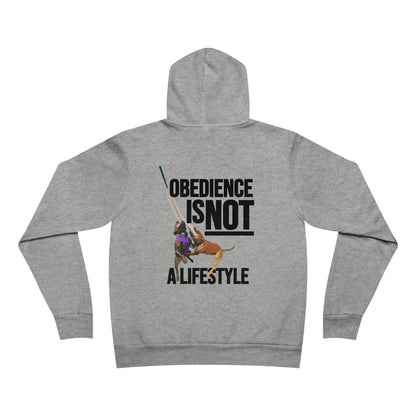 Obedience Is Not A Lifestyle Sue & Macey with Next Level Dogs Logo - Unisex Sponge Fleece Pullover Hoodie